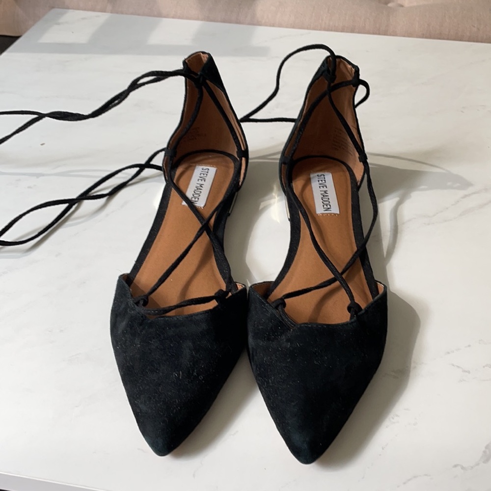❣️NWOT❣️Steve Madden lace up suede flats - Picture 2 of 4
